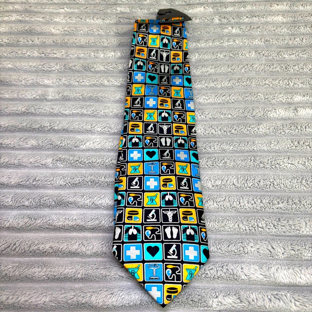 Venlafaxine Necktie 100% Silk Vtg RX‎ Themed Pharmaceuticals themed tie